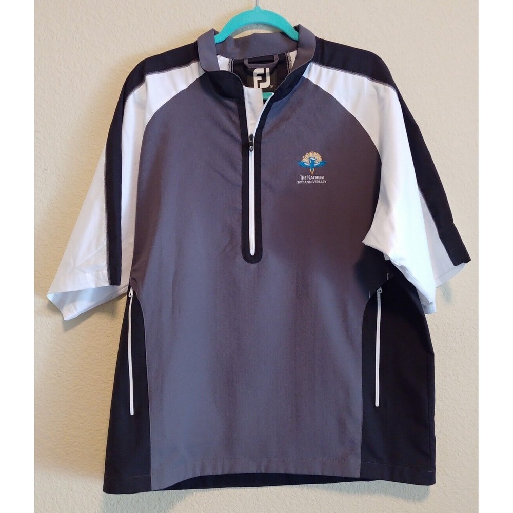 Men's L Footjoy Golf Half Zip Pullover The Kachina Golf Course Black White Grey